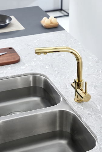 Смеситель для кухни Paulmark ESSEN Es213011-G на мойку золото - фото 3